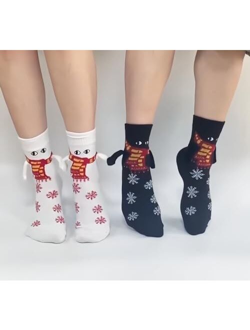 SytuHete Christmas Holding Hands Socks Funny Couple Socks Women Men Holiday Gift Friendship Gifts Novelty 3D Doll Socks