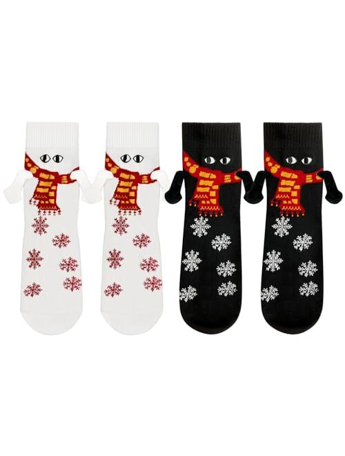 SytuHete Christmas Holding Hands Socks Funny Couple Socks Women Men Holiday Gift Friendship Gifts Novelty 3D Doll Socks