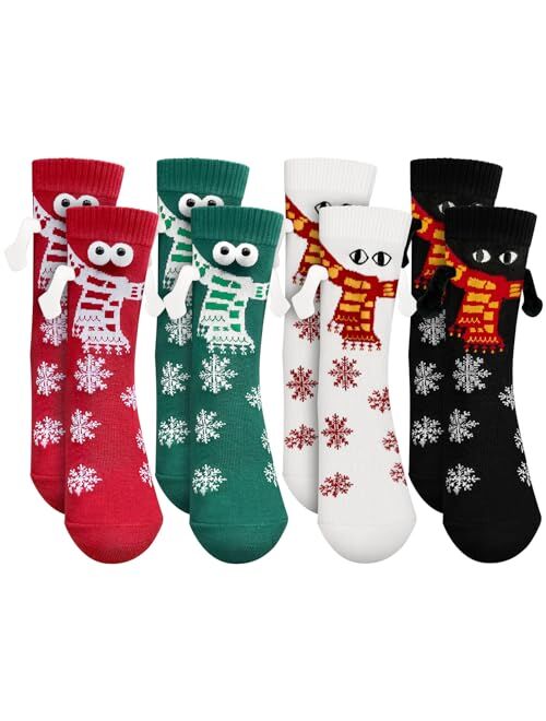 SytuHete Christmas Holding Hands Socks Funny Couple Socks Women Men Holiday Gift Friendship Gifts Novelty 3D Doll Socks