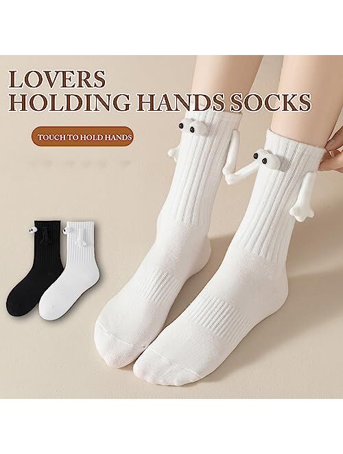 SiQiYu 2 Pair Holding Hands Socks, Novelty Couple Holding Hands Socks, Magnetic Hand Holding Socks Adult, Gifts for Couple, Friends