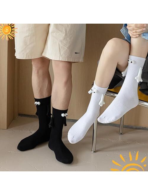 SiQiYu 2 Pair Holding Hands Socks, Novelty Couple Holding Hands Socks, Magnetic Hand Holding Socks Adult, Gifts for Couple, Friends