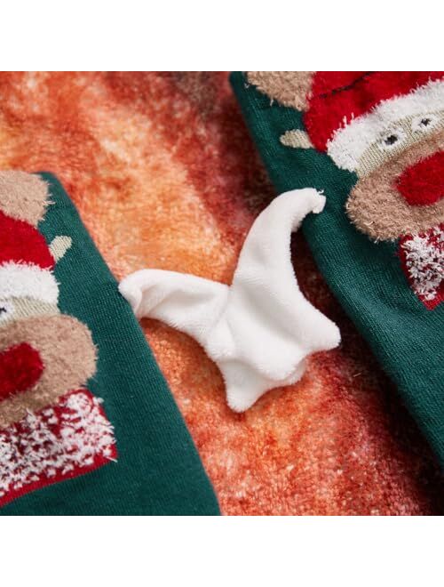 Honganda Funny Couple Holding Hands Socks Fuzzy Bear Christmas Magnetic Socks Mid-Calf Socks for Women Men Novelty Xmas Gift