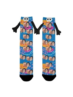 MAKATA Custom Socks with Face Printed, Personalized Socks with Hands for Lover Friends, Soft Hand Holding Socks with Photo