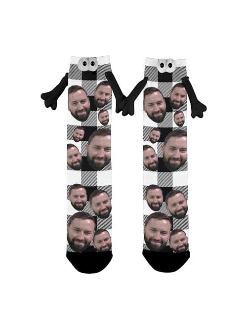 MAKATA Custom Socks with Face Printed, Personalized Socks with Hands for Lover Friends, Soft Hand Holding Socks with Photo