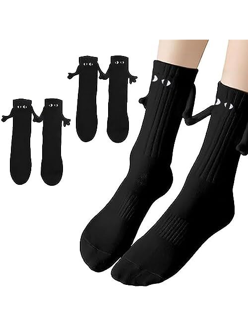 Smilelife 2 Pairs Magnetic Socks Couple Holding Hand Socks Novelty Friendship socks for Men Women