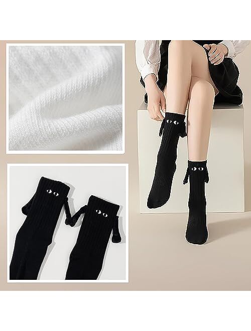 Smilelife 2 Pairs Magnetic Socks Couple Holding Hand Socks Novelty Friendship socks for Men Women