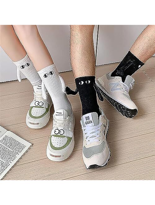 Smilelife 2 Pairs Magnetic Socks Couple Holding Hand Socks Novelty Friendship socks for Men Women