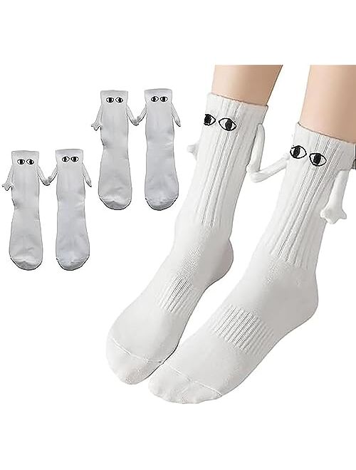 Smilelife 2 Pairs Magnetic Socks Couple Holding Hand Socks Novelty Friendship socks for Men Women