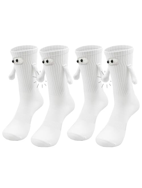 Armilem 2 Pair Holding Hands Socks, Magnetic Hand Holding Socks Funny Couple Socks Friendship Socks Gifts for Couple