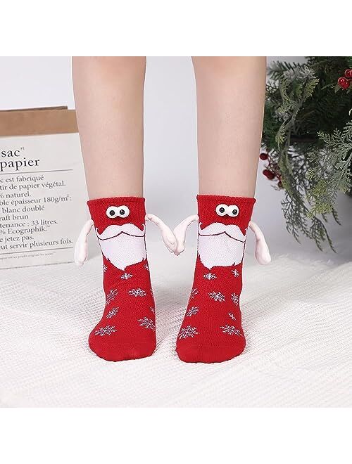 Kephay Novelty Christmas Couple Holding Hands Socks, Funny Xmas Women Men Magnetic Mid-Tube Socks for for Couples Friends