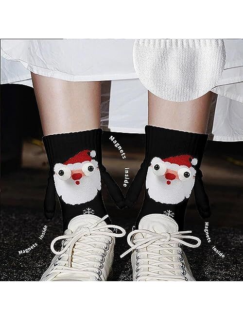 Kephay Novelty Christmas Couple Holding Hands Socks, Funny Xmas Women Men Magnetic Mid-Tube Socks for for Couples Friends