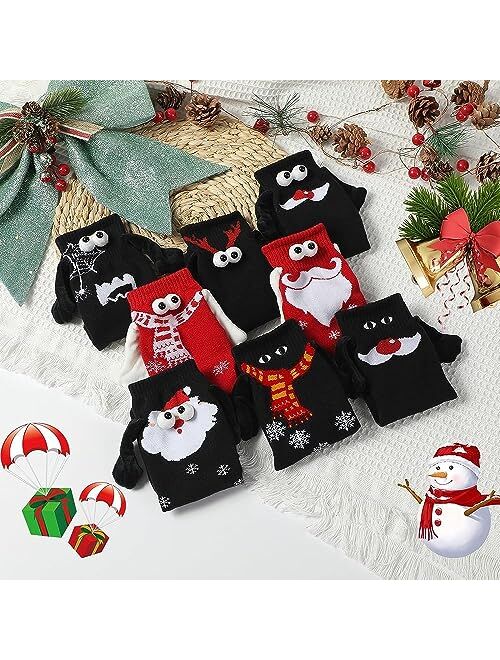 Kephay Novelty Christmas Couple Holding Hands Socks, Funny Xmas Women Men Magnetic Mid-Tube Socks for for Couples Friends