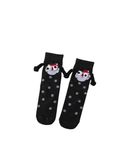 Miqil Christmas Hand Holding Socks for Adult Funny 3D Doll Magnetic Matching Socks Couple Novelty Holidays Gifts