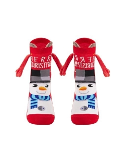 Miqil Christmas Hand Holding Socks for Adult Funny 3D Doll Magnetic Matching Socks Couple Novelty Holidays Gifts