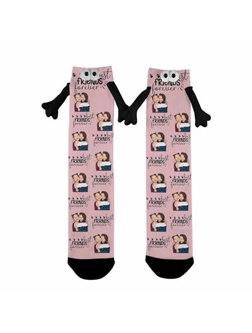 Artsadd Custom Face Socks Holding Hands Socks Magnetic Hand Holding Socks Funny Hand in Hand Socks Gifts for Couple Boyfriend