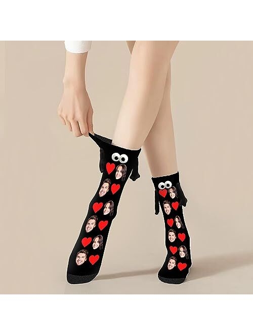 Artsadd Custom Socks Hand in Hand Socks with Face Friendship Socks Couple Holding Hands Socks Funny Socks for Men Women