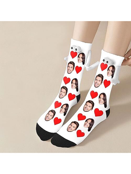 Artsadd Custom Socks Hand in Hand Socks with Face Friendship Socks Couple Holding Hands Socks Funny Socks for Men Women