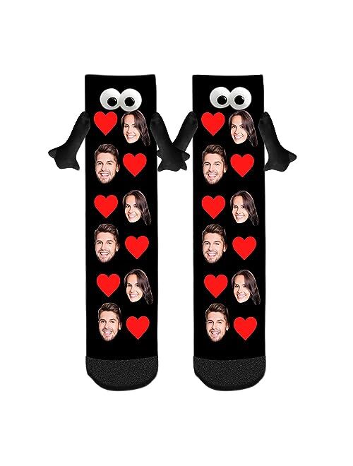 Artsadd Custom Socks Hand in Hand Socks with Face Friendship Socks Couple Holding Hands Socks Funny Socks for Men Women