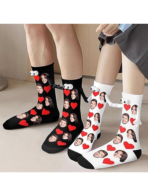 Artsadd Custom Socks Hand in Hand Socks with Face Friendship Socks Couple Holding Hands Socks Funny Socks for Men Women