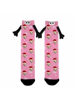 Artsadd Custom Face Socks for Men Women, Magnetic Hand in Hand Socks, Funny Friendship Couple Holding Hands Socks