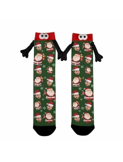 Artsadd Funny Christmas Socks Custom Face Socks Novelty Personalized Holding Hands Socks Unisex Xmas Holiday Socks Gifts