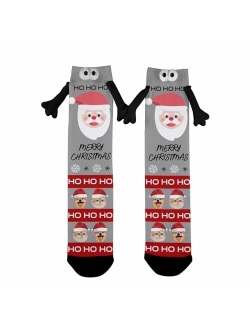 Artsadd Funny Christmas Socks Custom Face Socks Novelty Personalized Holding Hands Socks Unisex Xmas Holiday Socks Gifts