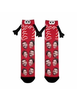 Artsadd Custom Holding Hands Socks with Face, Customized Magnetic Socks with Photo, Christmas Gifts for Boyfriend Couple