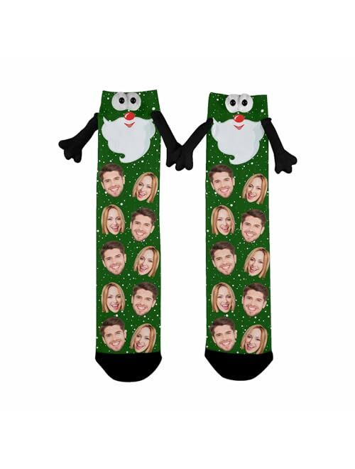 Artsadd Custom Holding Hands Socks with Face, Customized Magnetic Socks with Photo, Christmas Gifts for Boyfriend Couple