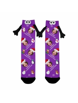 Artsadd Custom Holding Hands Socks with Photo Personalized Face Socks Funny Gifts for Women Men Kids Dad Mom Couples Bestie