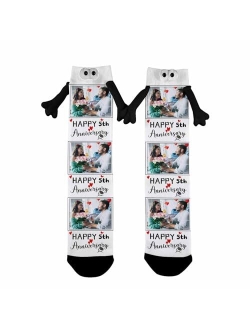 Artsadd Custom Holding Hands Socks with Photo Personalized Face Socks Funny Gifts for Women Men Kids Dad Mom Couples Bestie