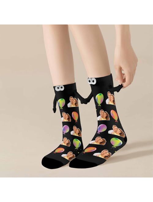 Artsadd Custom Holding Hands Socks with Photo Personalized Face Socks Funny Gifts for Women Men Kids Dad Mom Couples Bestie