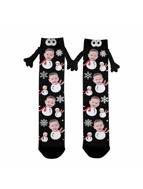 Artsadd Custom Holding Hands Socks with Photo Personalized Face Socks Funny Gifts for Women Men Kids Dad Mom Couples Bestie