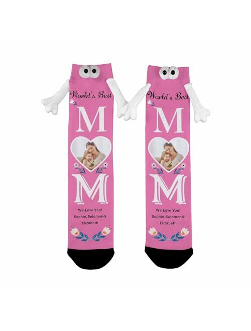 Artsadd Custom Holding Hands Socks with Photo Personalized Face Socks Funny Gifts for Women Men Kids Dad Mom Couples Bestie