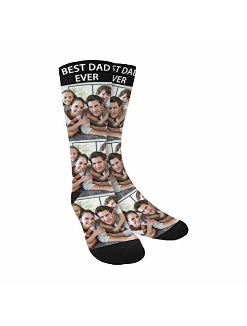 Artsadd Custom Face Socks with Picture, Personalized Socks with Photo Customized Unisex Funny Crew Sock Gifts for Men Women