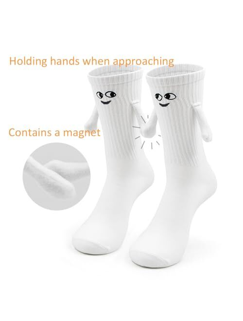 Trasfit Holding Hands Socks, Funny Magnetic Suction 3D Doll Couple Socks Friendship Socks Christmas Gifts for Valentines