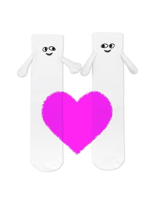 Trasfit Holding Hands Socks, Funny Magnetic Suction 3D Doll Couple Socks Friendship Socks Christmas Gifts for Valentines