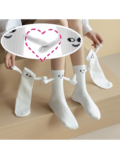 Trasfit Holding Hands Socks, Funny Magnetic Suction 3D Doll Couple Socks Friendship Socks Christmas Gifts for Valentines