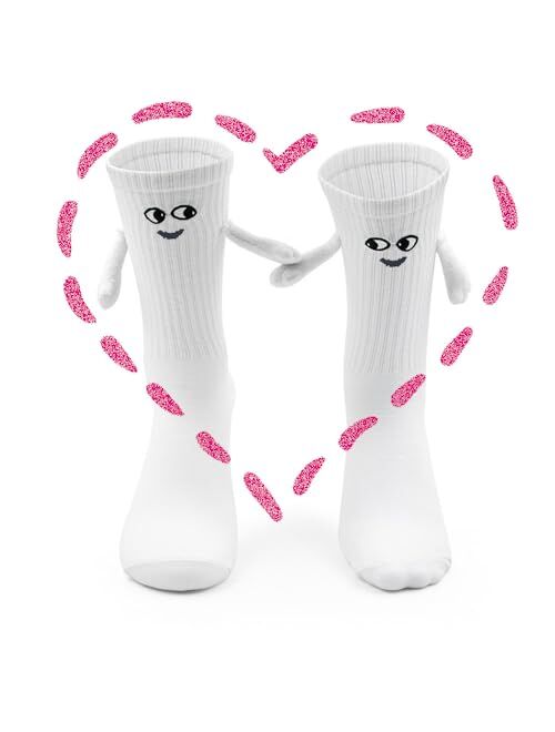 Trasfit Holding Hands Socks, Funny Magnetic Suction 3D Doll Couple Socks Friendship Socks Christmas Gifts for Valentines