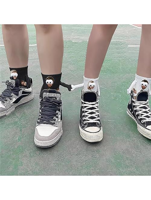 Yopicks Custom Holding Hands Socks with Photo, Custom Face Socks with Hands, Funny Socks Gifts for Boyfriend Couple (1 Pair)