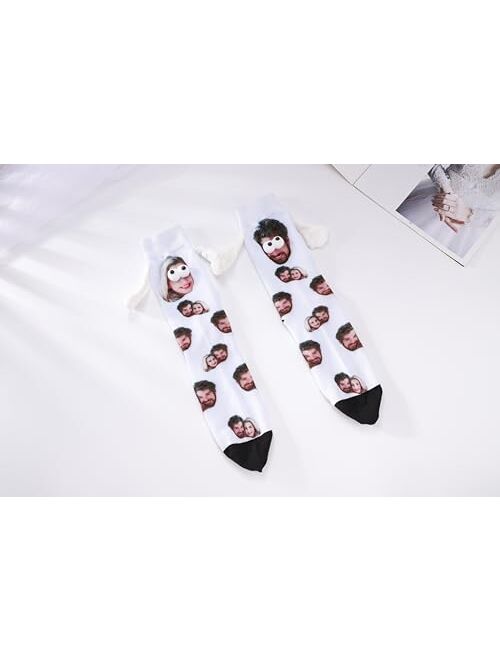 Yopicks Custom Holding Hands Socks with Photo, Custom Face Socks with Hands, Funny Socks Gifts for Boyfriend Couple (1 Pair)