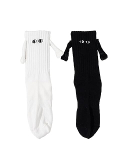 Angyape Holding Hands Socks, Magnetic Hand in Hand Socks Funny Couple Tube Socks Friendship Gift for Men Women