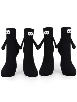 BSRESIN Magnetic Socks (Hand in Hand) for Couples, Hand Holding Socks for Women Friends (White or Black or White + Black)