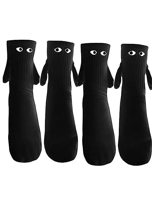 Honganda Novelty Couple Holding Hands Socks, Funny Women Men Magnetic Mid-Tube Socks for for Couples Friends Sisters Lovers