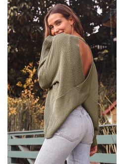 Cross Reference Sage Green Oversized Backless Sweater