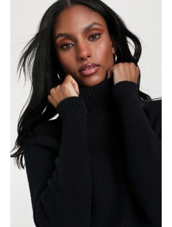 Endlessly Cozy Fuzzy Red Long Sleeve Mock Neck Sweater