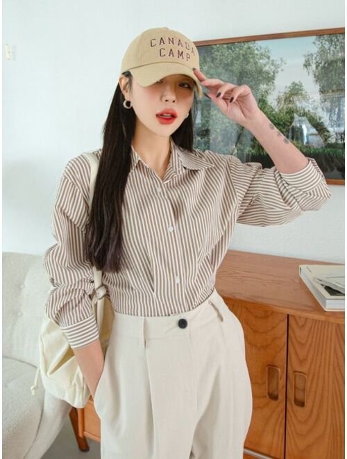 DAZY Vertical Striped Drop Shoulder Shirt