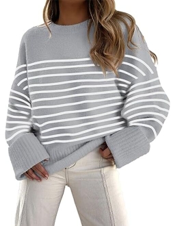 Women's Crewneck Long Sleeve Oversized Fuzzy Knit Chunky Warm Pullover Sweater Top