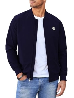 JMIERR Mens Bomber Jacket Casual Long Sleeve Full Zip Varsity Jackets Coat with Pockets