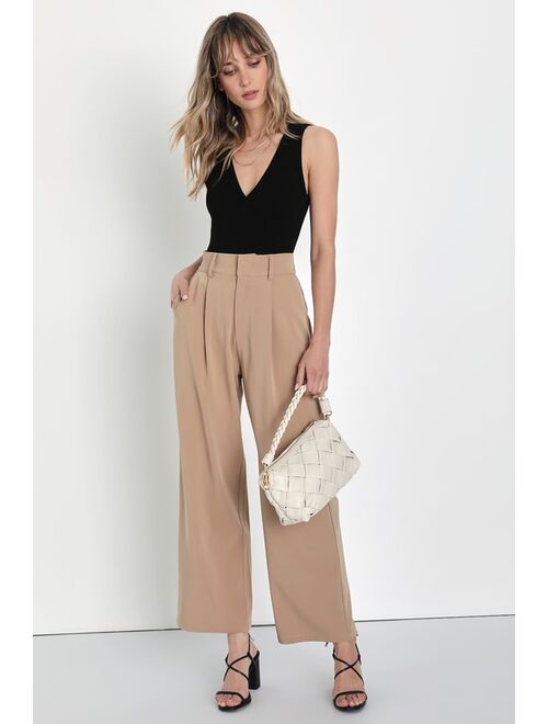 Lulus Posh Mindset Mauve High-Waisted Wide-Leg Trouser Pants