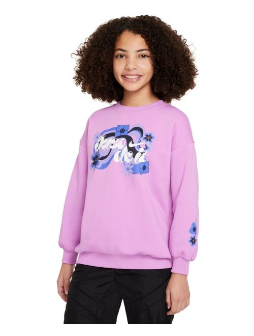 NIKE Big Girls Sportswear Club Fleece Oversized Crewneck Sweatshirt